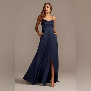 David’s Bridal Marine/Navy Bridesmaids Dress Size 0 (altered - read caption!)